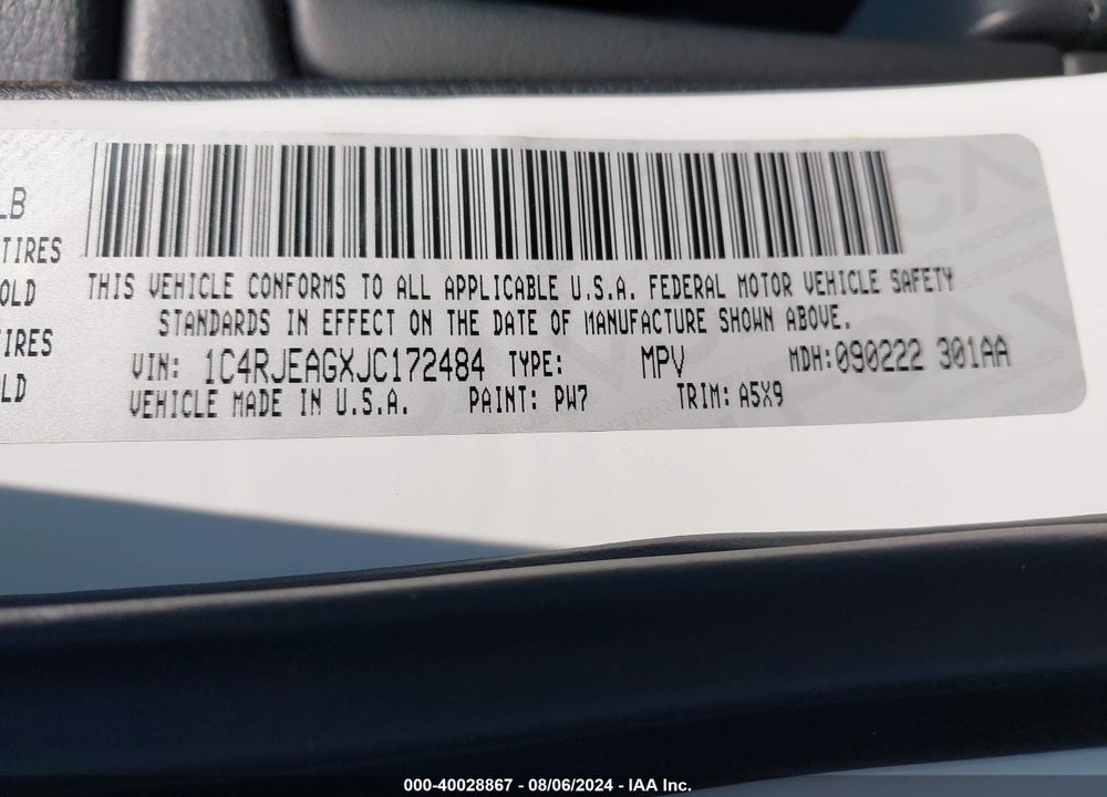 2018 JEEP GRAND CHEROKEE LAREDO E 4X2 VIN: 1C4RJEAGXJC172484