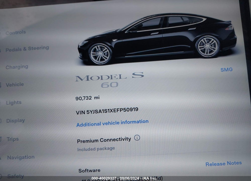 2014 TESLA MODEL S VIN: 5YJSA1S1XEFP50919