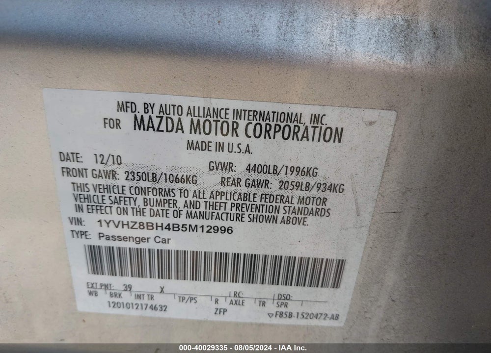 2011 MAZDA 6 I SPORT VIN: 1YVHZ8BH4B5M12996