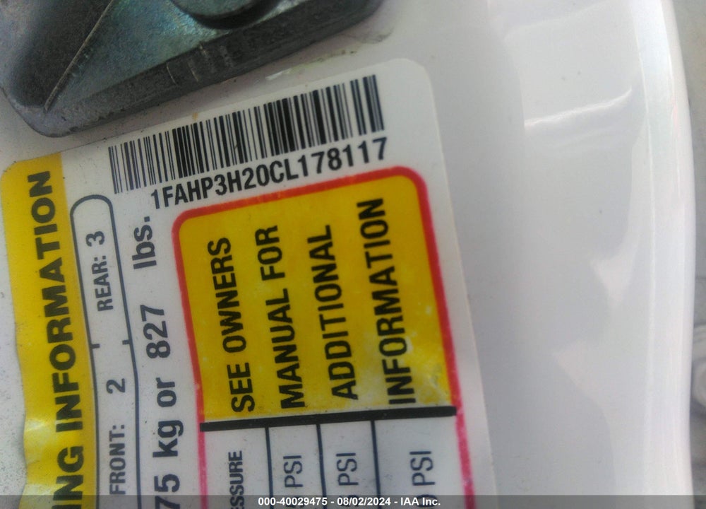 2012 FORD FOCUS SEL VIN: 1FAHP3H20CL178117