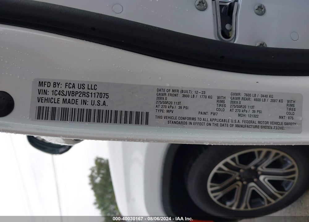 2024 JEEP WAGONEER SERIES II 4X4 VIN: 1C4SJVBP2RS117075