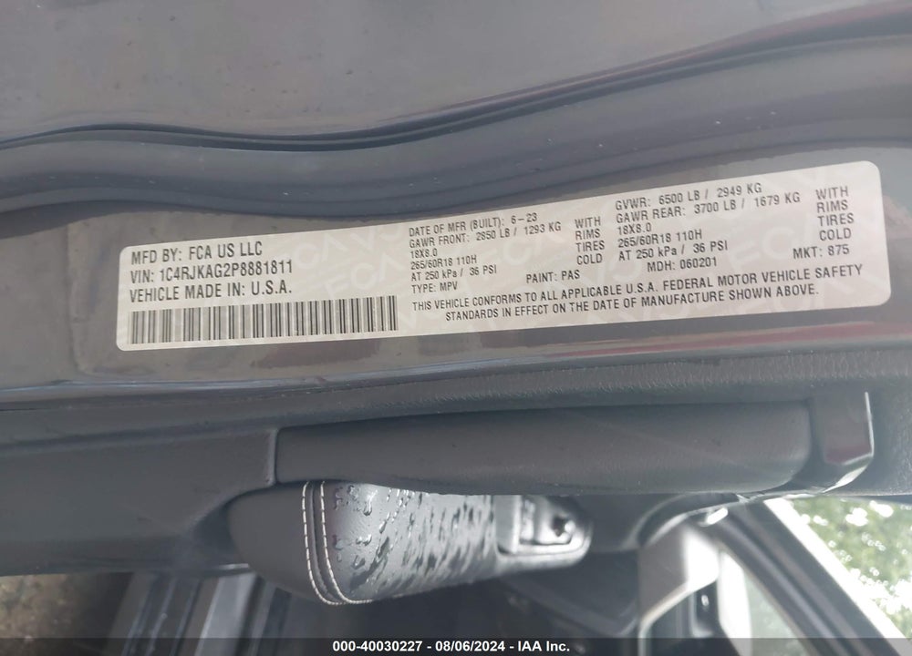2023 JEEP GRAND CHEROKEE L LAREDO 4X4 VIN: 1C4RJKAG2P8881811