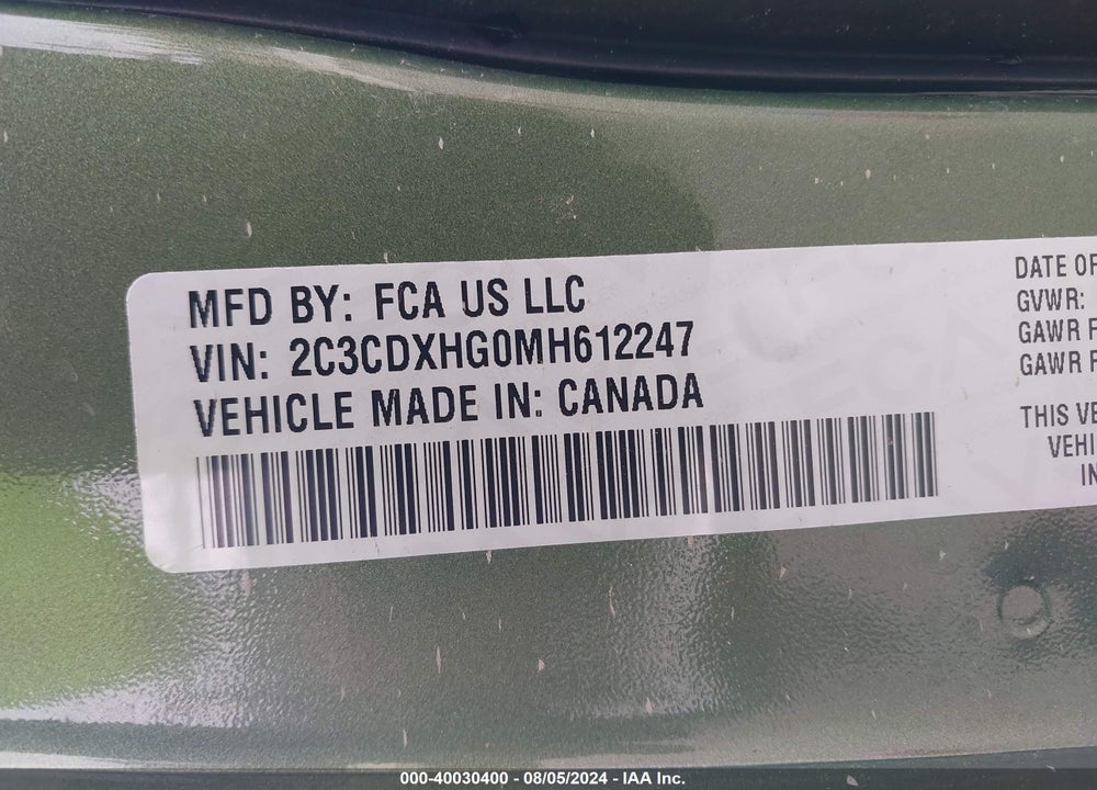 2021 DODGE CHARGER GT RWD VIN: 2C3CDXHG0MH612247