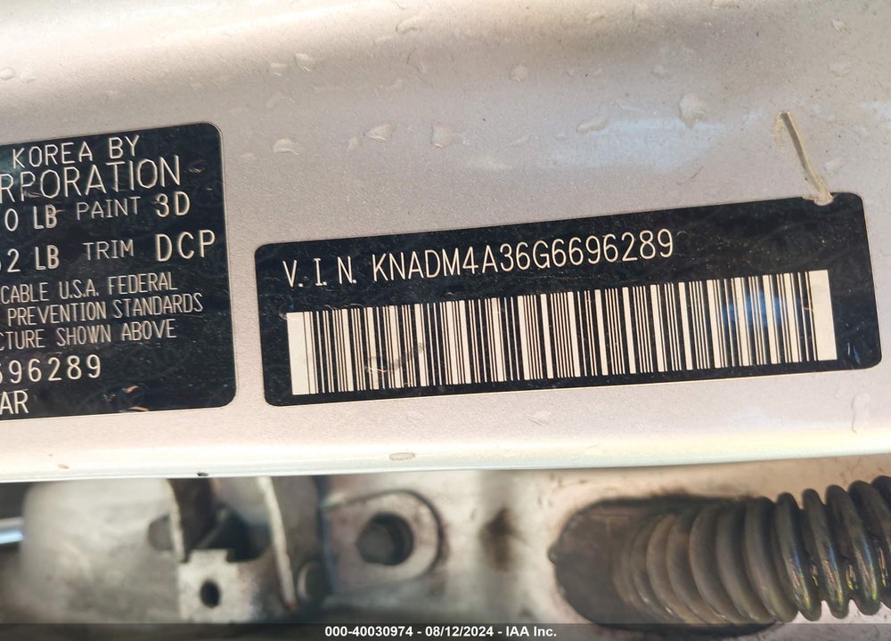 2016 KIA RIO LX VIN: KNADM4A36G6696289