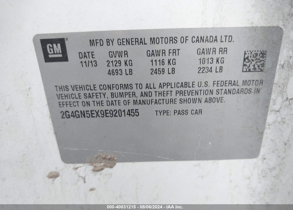 2014 BUICK REGAL TURBO/E-ASSIST PREMIUM I VIN: 2G4GN5EX9E9201455