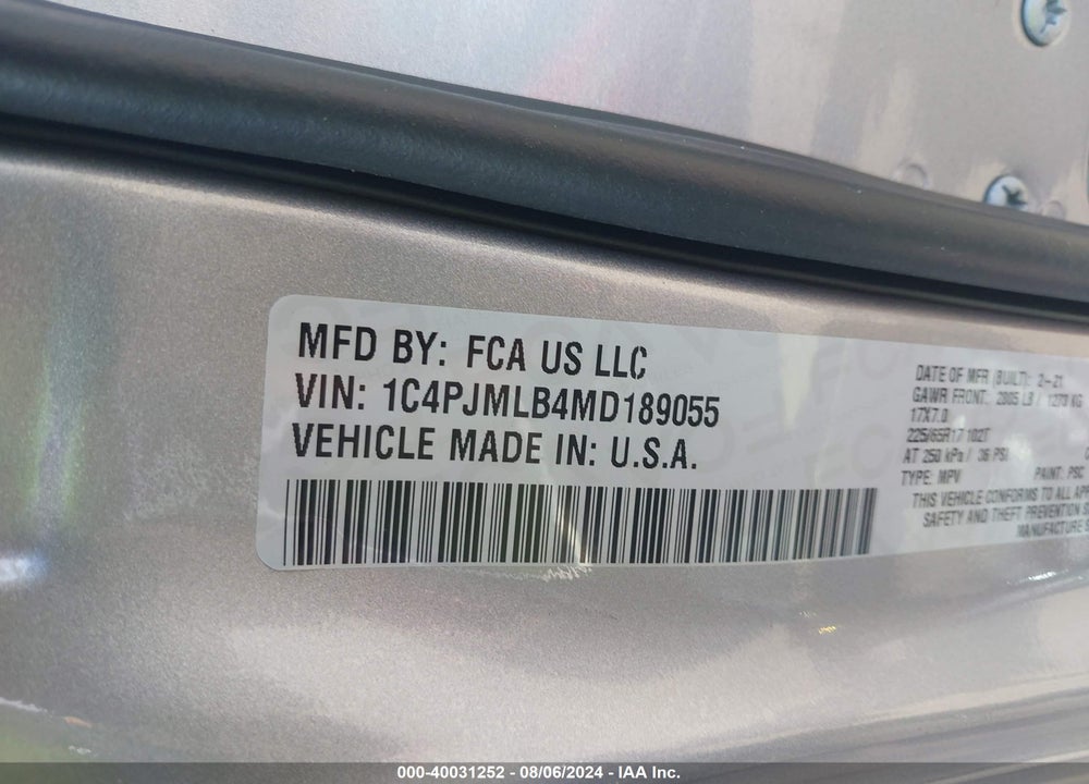 2021 JEEP CHEROKEE LATITUDE PLUS 4X4 VIN: 1C4PJMLB4MD189055