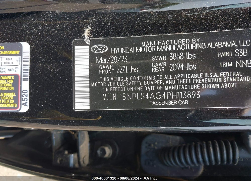 2023 HYUNDAI ELANTRA SEL VIN: 5NPLS4AG4PH113893