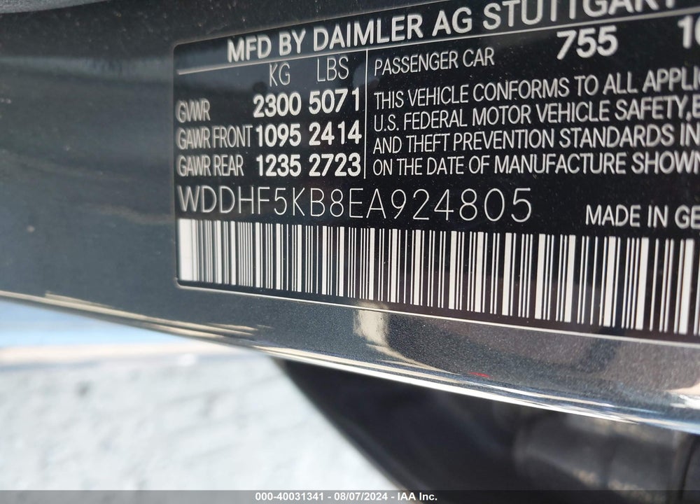 2014 MERCEDES-BENZ E 350 VIN: WDDHF5KB8EA924805