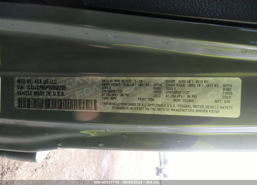 2023 JEEP WRANGLER 4XE VIN: 1C4JJXP65PW652205