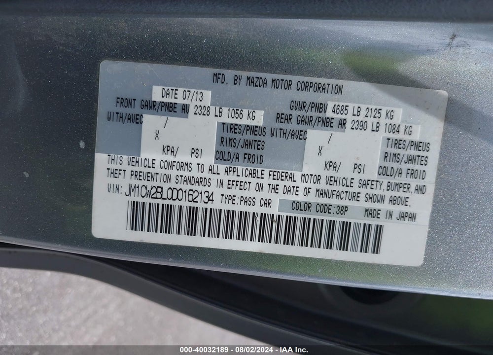 2013 MAZDA 5 SPORT VIN: JM1CW2BL0D0162134