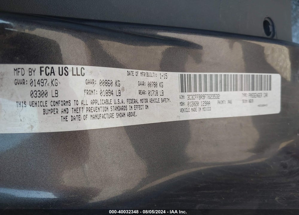 2015 FIAT 500 SPORT VIN: 3C3CFFBR9FT623532