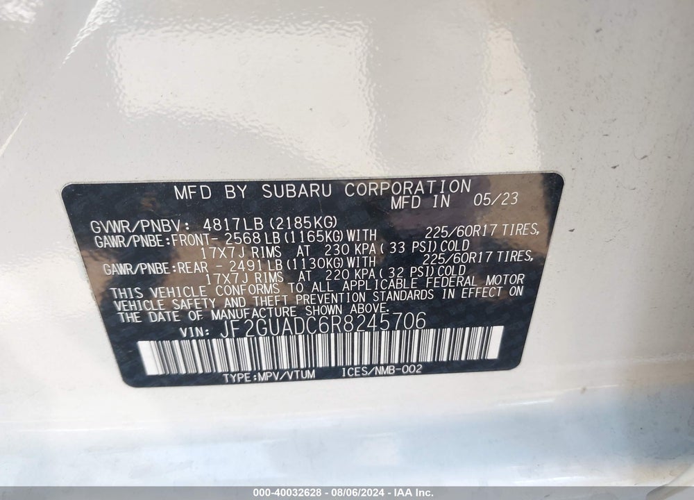 2024 SUBARU CROSSTREK PREMIUM VIN: JF2GUADC6R8245706