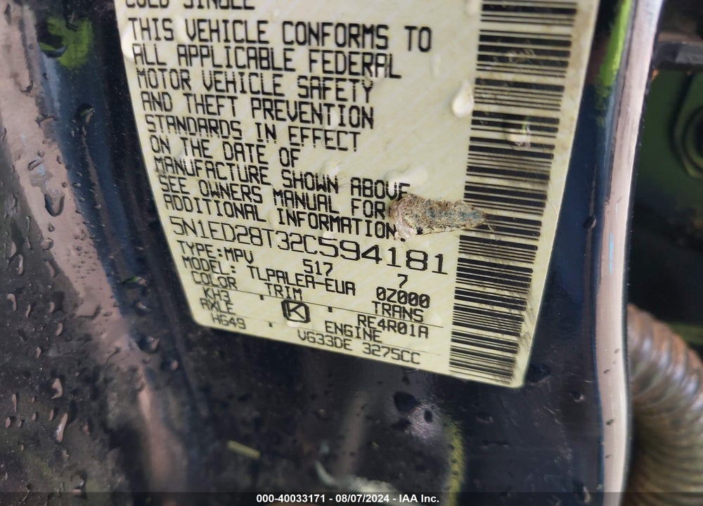2002 NISSAN XTERRA XE VIN: 5N1ED28T32C594181