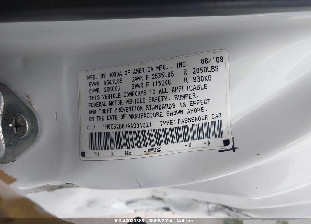 2010 HONDA ACCORD 3.5 EX-L VIN: 1HGCS2B87AA001021