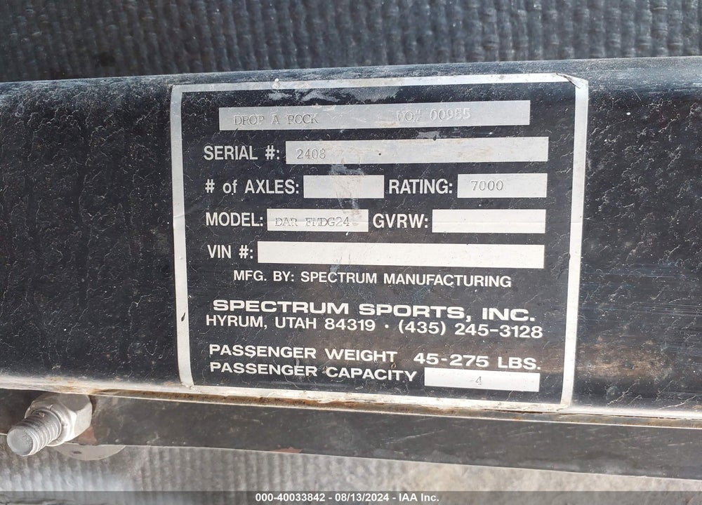 2002 TRAILER SPECTEC SPECTRUM STEEL VIN: 1S9BD24262C685408