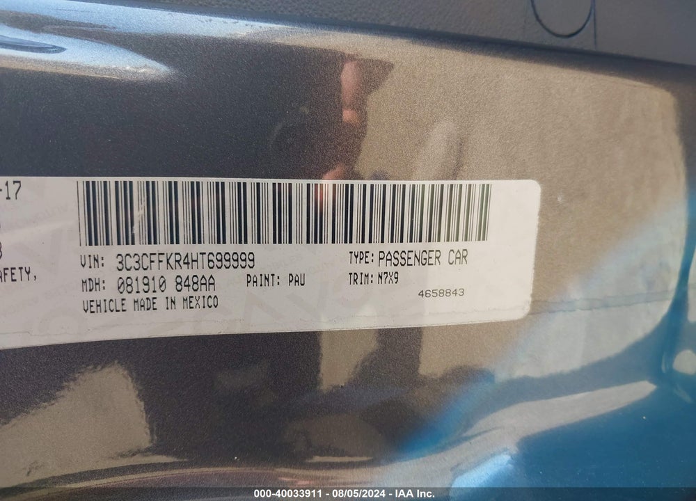 2017 FIAT 500 POP VIN: 3C3CFFKR4HT699999