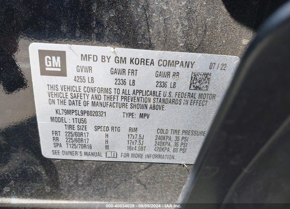 2023 CHEVROLET TRAILBLAZER FWD LT VIN: KL79MPSL9PB020321