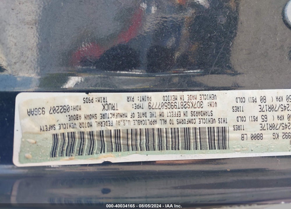 2009 DODGE RAM 2500 ST VIN: 3D7KS28T99G507779