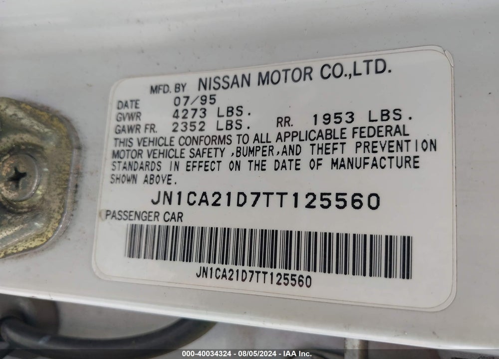 1996 NISSAN MAXIMA GLE/GXE/SE VIN: JN1CA21D7TT125560