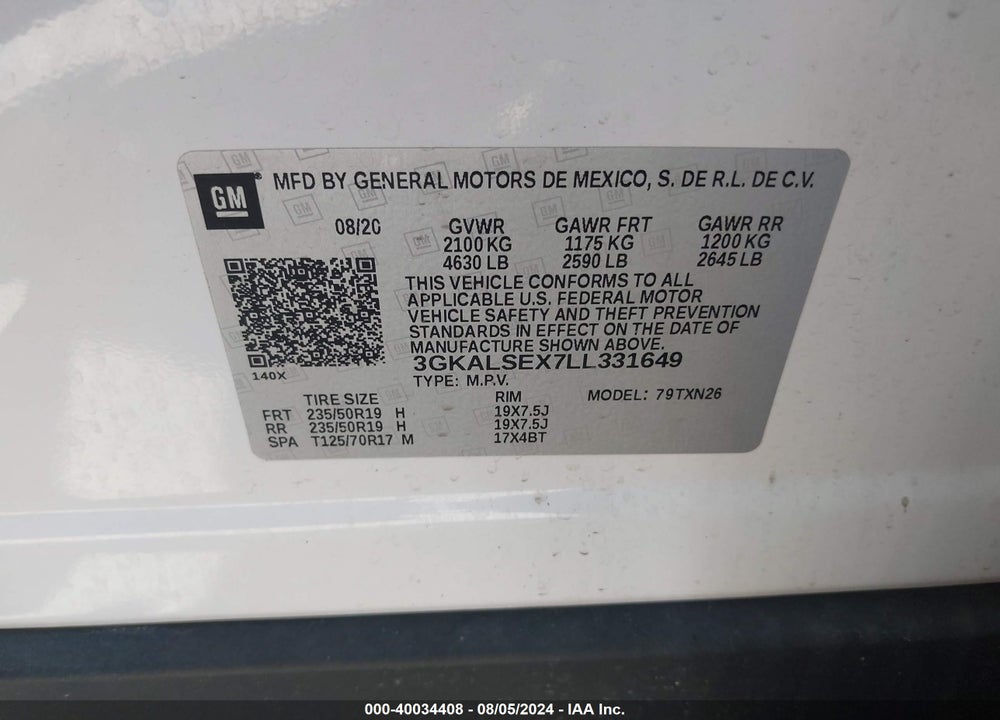 2020 GMC TERRAIN FWD DENALI VIN: 3GKALSEX7LL331649