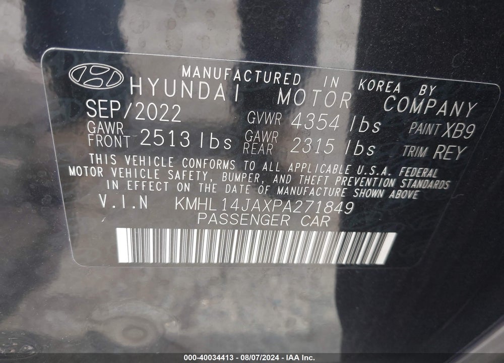 2023 HYUNDAI SONATA SEL VIN: KMHL14JAXPA271849