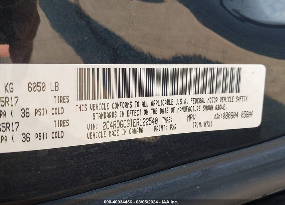 2014 DODGE GRAND CARAVAN SXT VIN: 2C4RDGCG1ER122540