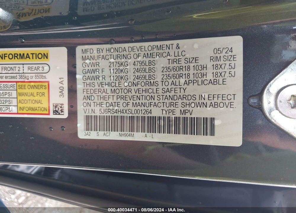2025 HONDA CR-V EX AWD VIN: 5J6RS4H4XSL001264