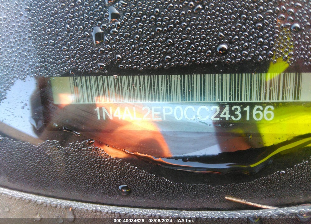 2012 NISSAN ALTIMA 2.5 S VIN: 1N4AL2EP0CC243166