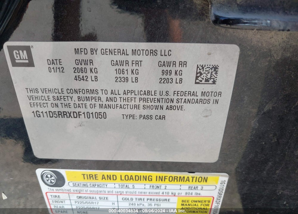 2013 CHEVROLET MALIBU ECO VIN: 1G11D5RRXDF101050