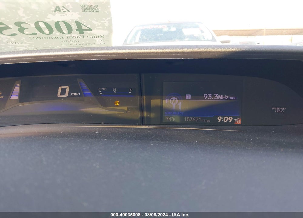 2013 HONDA CIVIC VIN: 19XFB2F87DE074798