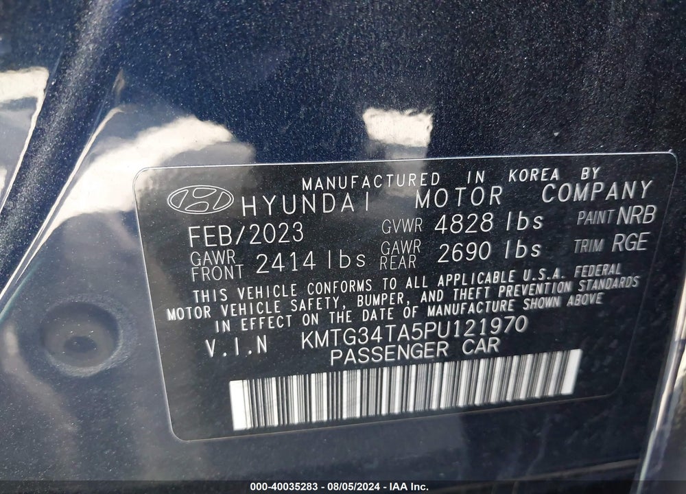 2023 GENESIS G70 2.0T AWD VIN: KMTG34TA5PU121970