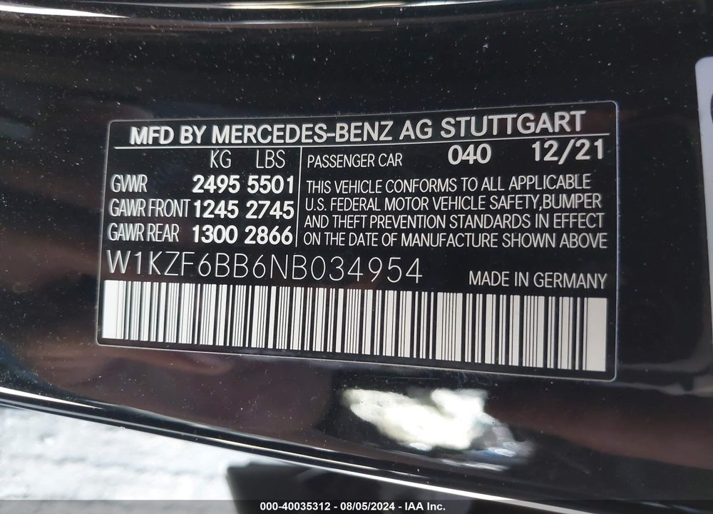 2022 MERCEDES-BENZ AMG E 53 4MATIC VIN: W1KZF6BB6NB034954