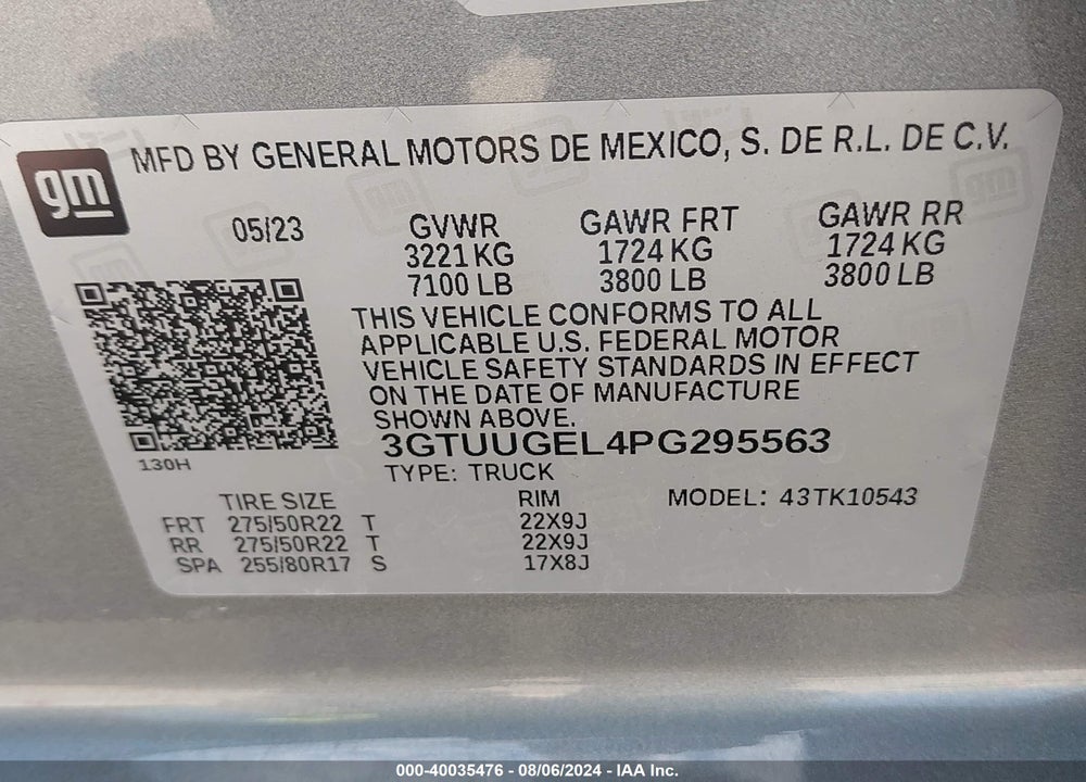2023 GMC SIERRA 1500 4WD SHORT BOX DENALI VIN: 3GTUUGEL4PG295563