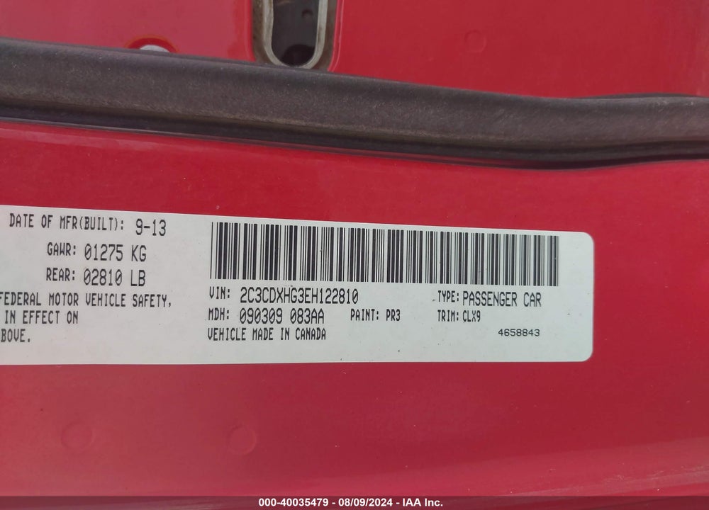 2014 DODGE CHARGER SXT PLUS VIN: 2C3CDXHG3EH122810