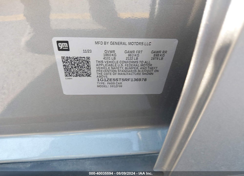 2024 CHEVROLET MALIBU FWD 2LT VIN: 1G1ZE5ST5RF136978