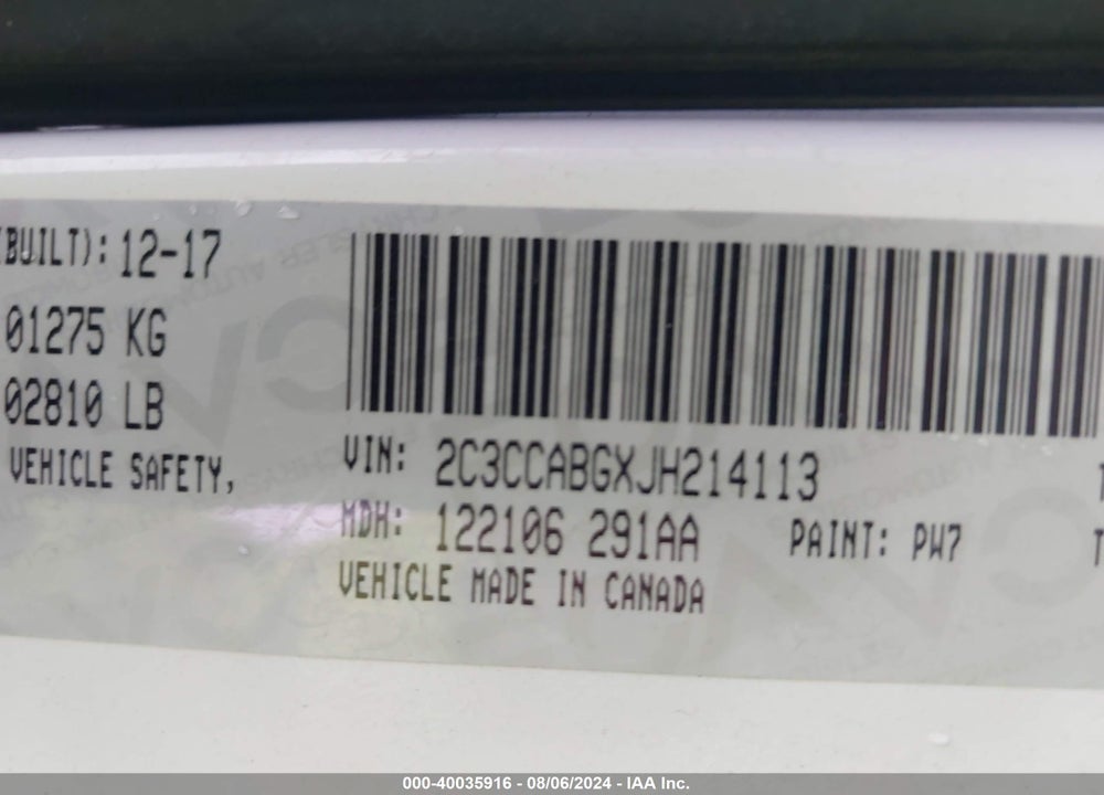 2018 CHRYSLER 300 300S VIN: 2C3CCABGXJH214113