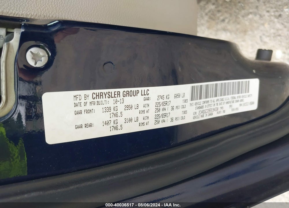 2014 DODGE GRAND CARAVAN SXT VIN: 2C4RDGCG9ER194330