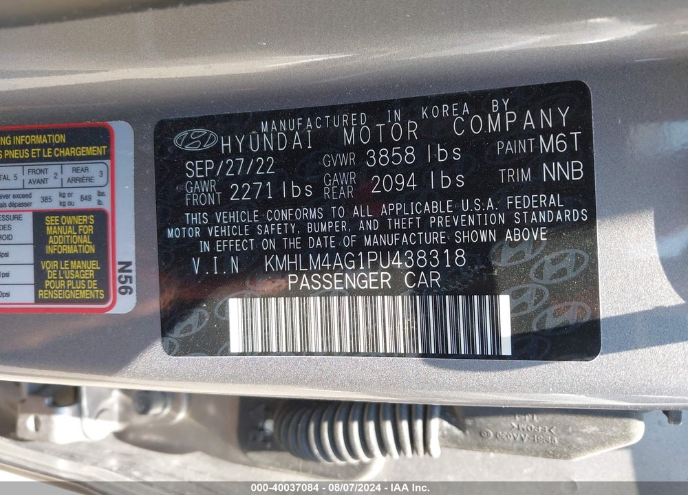 2023 HYUNDAI ELANTRA SEL VIN: KMHLM4AG1PU438318