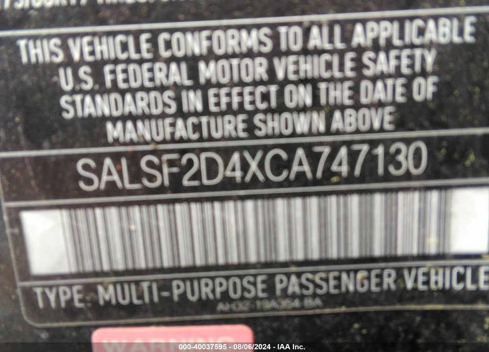2012 LAND ROVER RANGE ROVER SPORT HSE VIN: SALSF2D4XCA747130