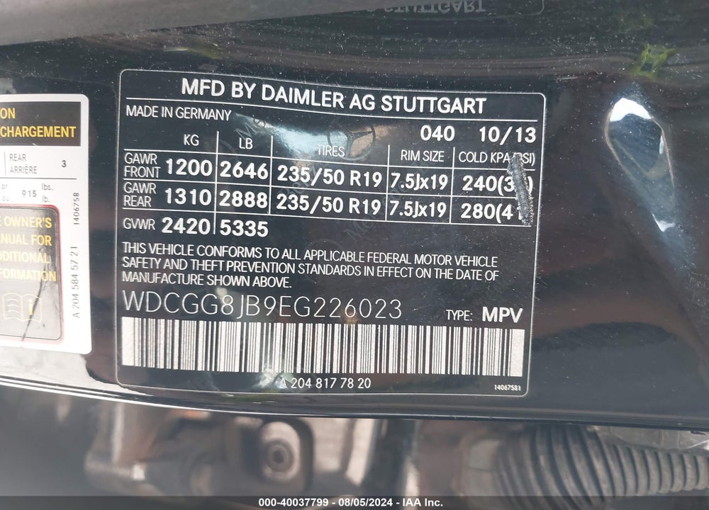 2014 MERCEDES-BENZ GLK 350 4MATIC VIN: WDCGG8JB9EG226023