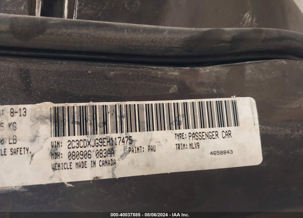 2014 CHARGER DODGE  SXT PLUS VIN: 2C3CDXJG9EH117475
