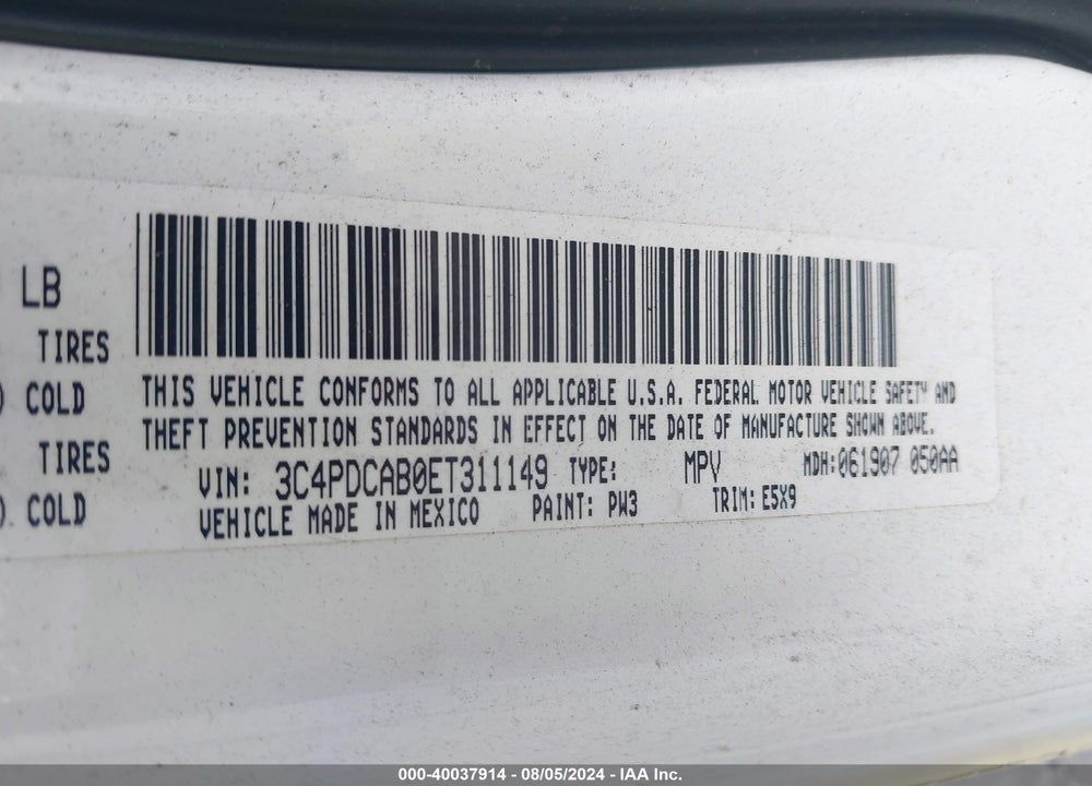 2014 DODGE JOURNEY AMERICAN VALUE PKG VIN: 3C4PDCAB0ET311149