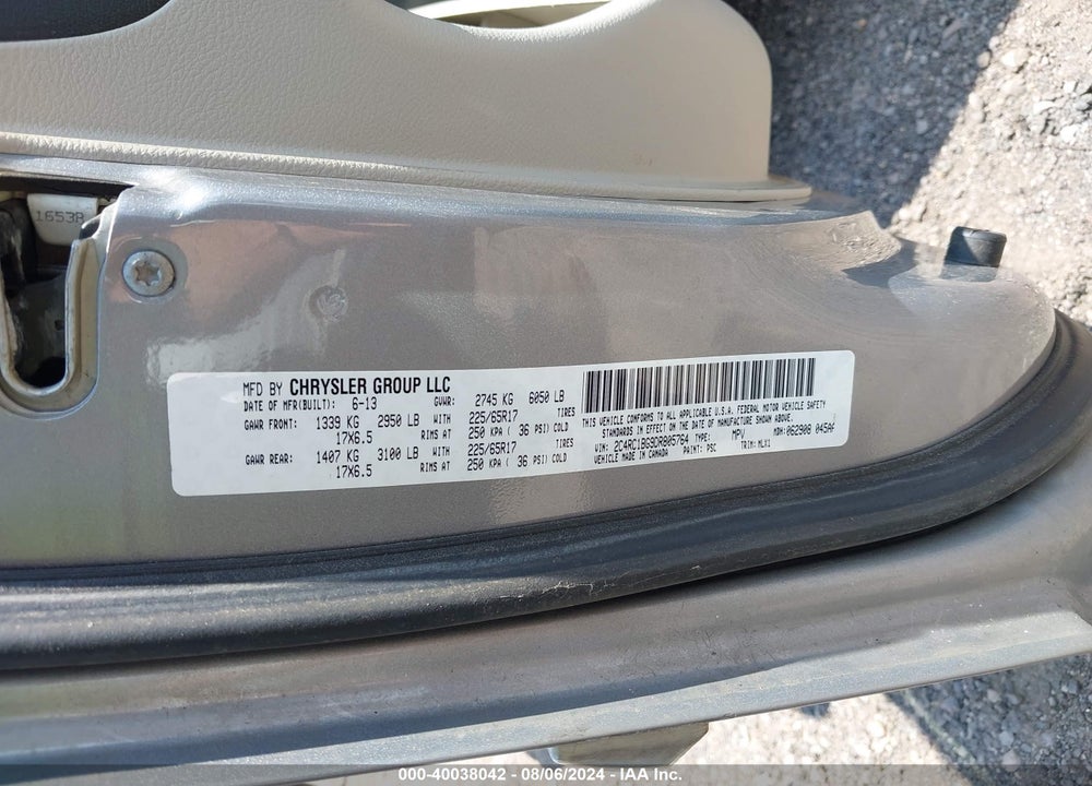 2013 CHRYSLER TOWN & COUNTRY TOURING VIN: 2C4RC1BG9DR805764