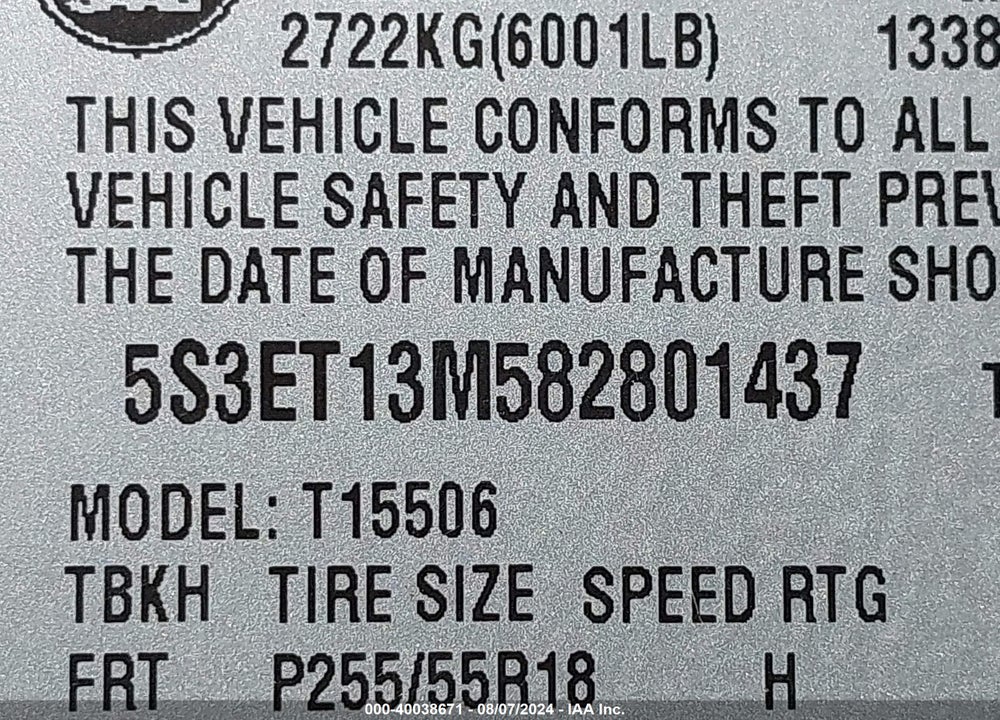 2008 SAAB 9-7X 5.3I VIN: 5S3ET13M582801437