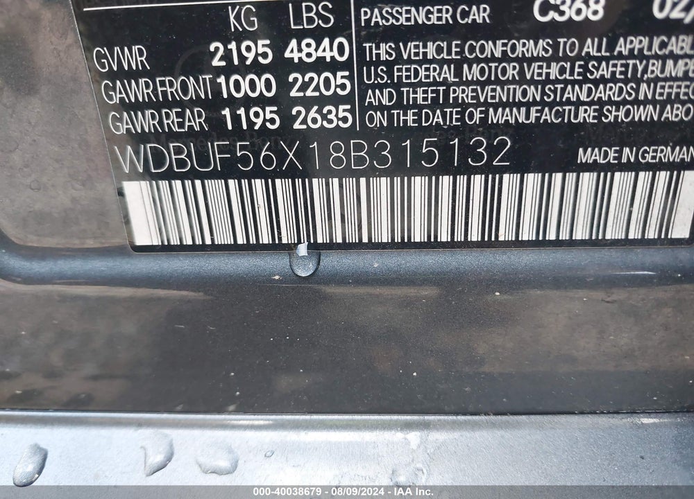 2008 MERCEDES-BENZ E 350 VIN: WDBUF56X18B315132