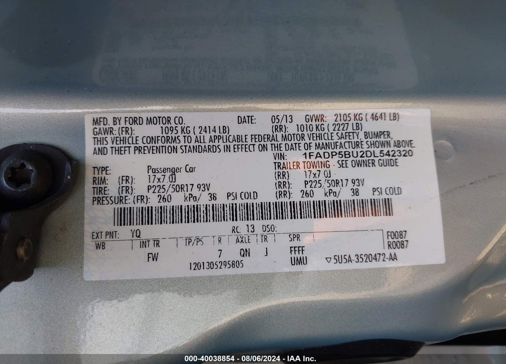 2013 FORD C-MAX HYBRID SEL VIN: 1FADP5BU2DL542320