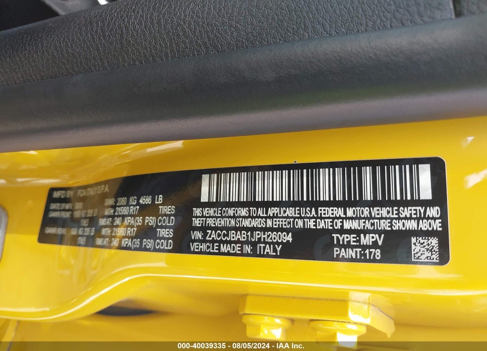 2018 JEEP RENEGADE UPLAND EDITION 4X4 VIN: ZACCJBAB1JPH26094