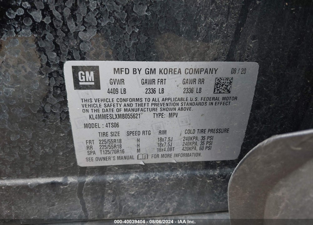 2021 BUICK ENCORE GX AWD SELECT VIN: KL4MMESLXMB055621