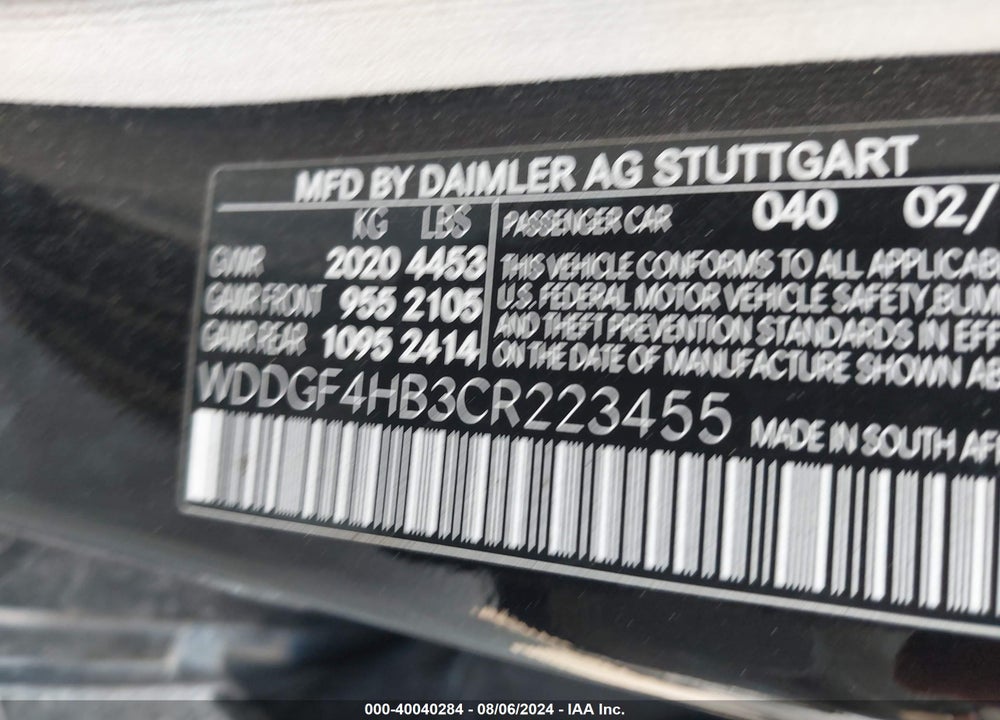 2012 MERCEDES-BENZ C 250 LUXURY/SPORT VIN: WDDGF4HB3CR223455