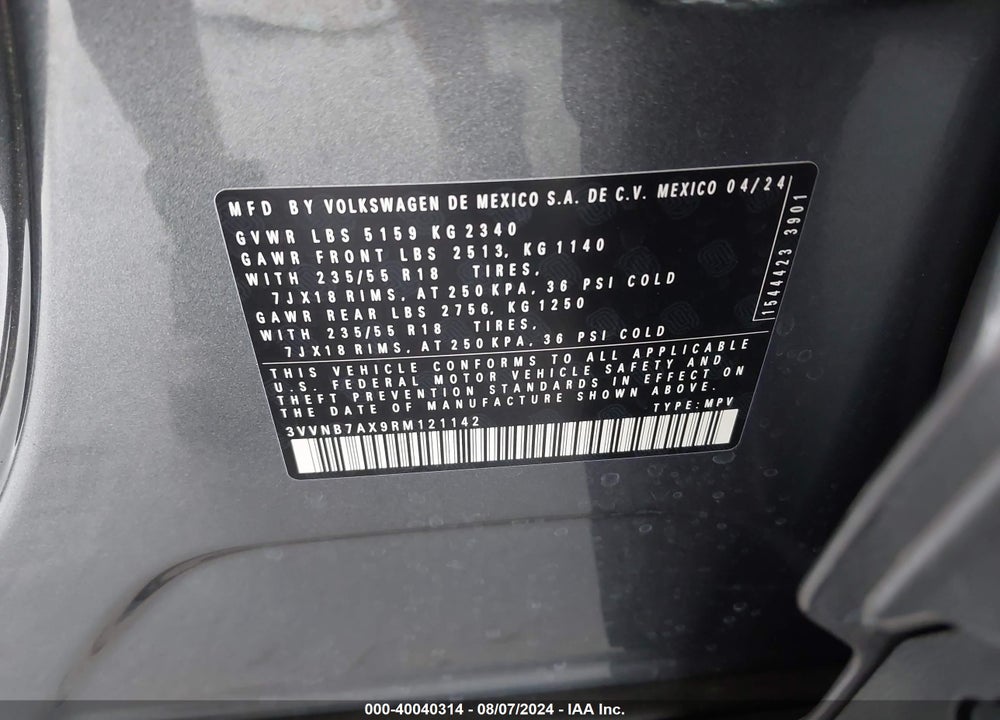 2024 VOLKSWAGEN TIGUAN 2.0T SE VIN: 3VVNB7AX9RM121142